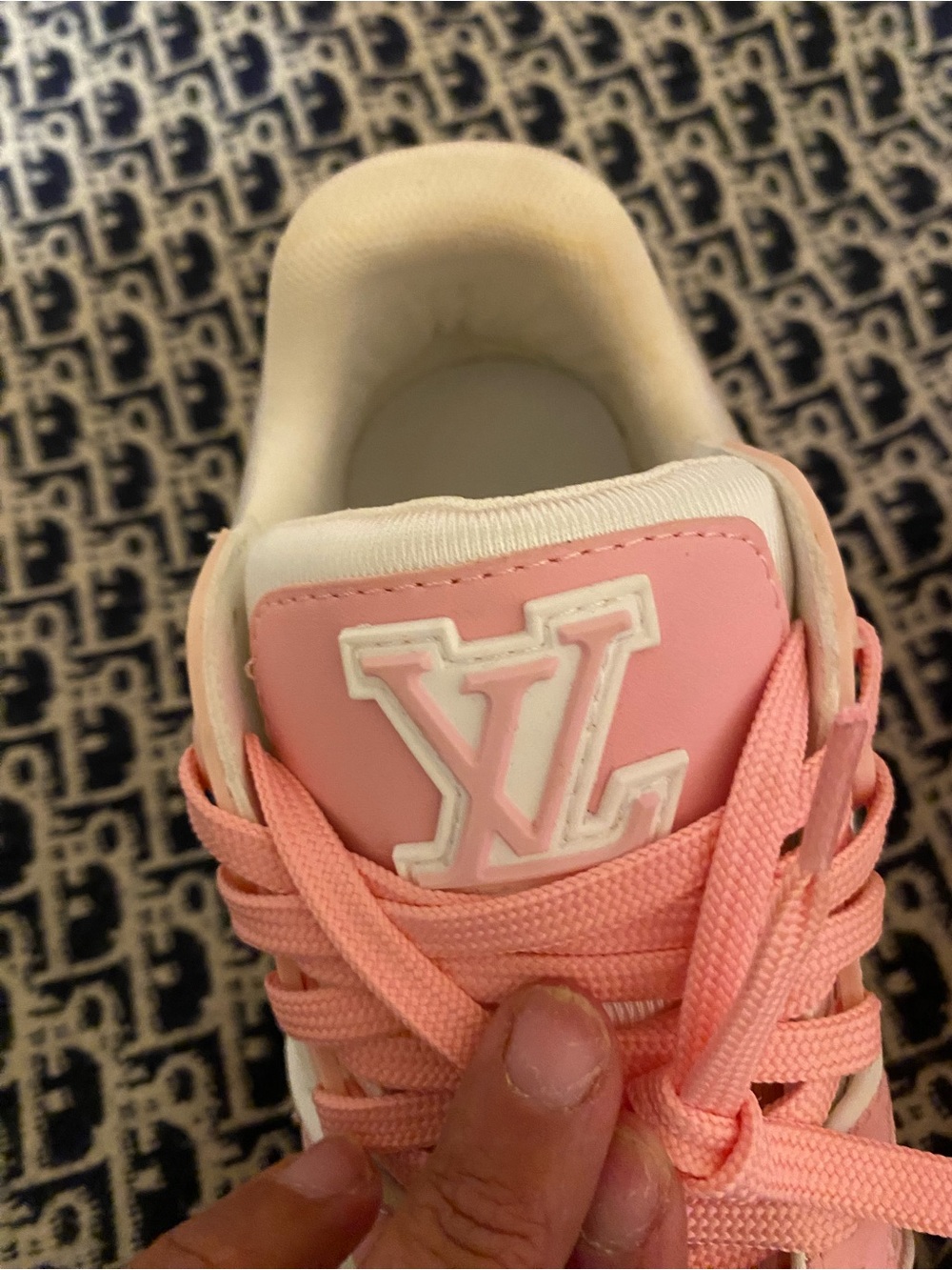 Louis Vuitton Pink and White Women's Sneakers - Picture 2 of 9